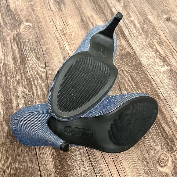 Denim Peep Toe Pump with Rhinestones - Picture 3 of 6